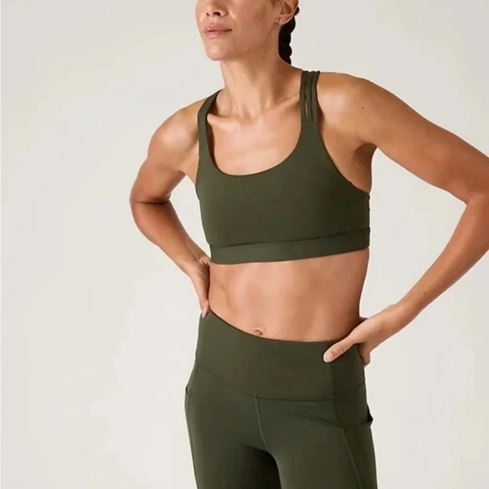 Athleta Train Free Sports Bra A-C Aspen Olive Green - Picture 1 of 6